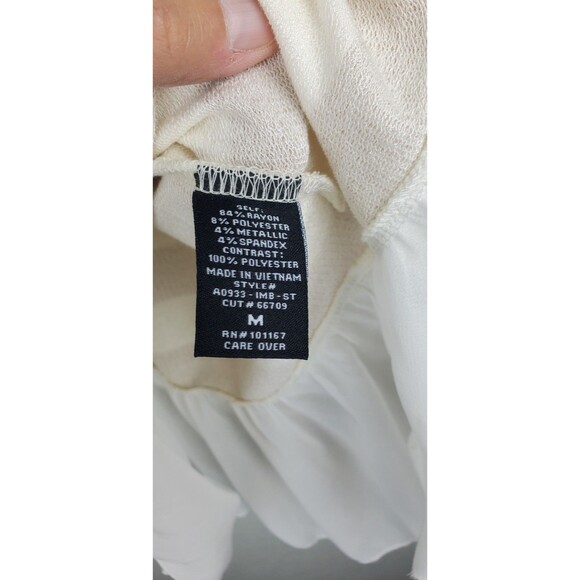 NWT Cha Cha Vente Medium Long Sleeve Layered-Look Top Metallic Stripes - Picture 4 of 9